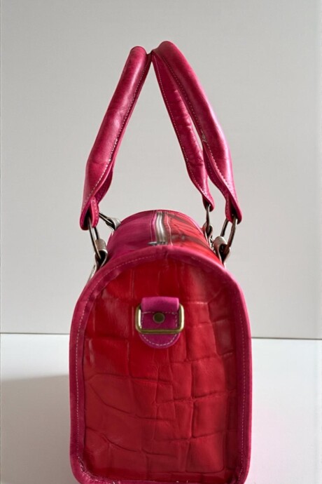 Cartera INEA De Cuero Roja Con Arte Cartera INEA De Cuero Roja Con Arte