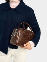 Bolso Bowling Efecto Craquelado marron