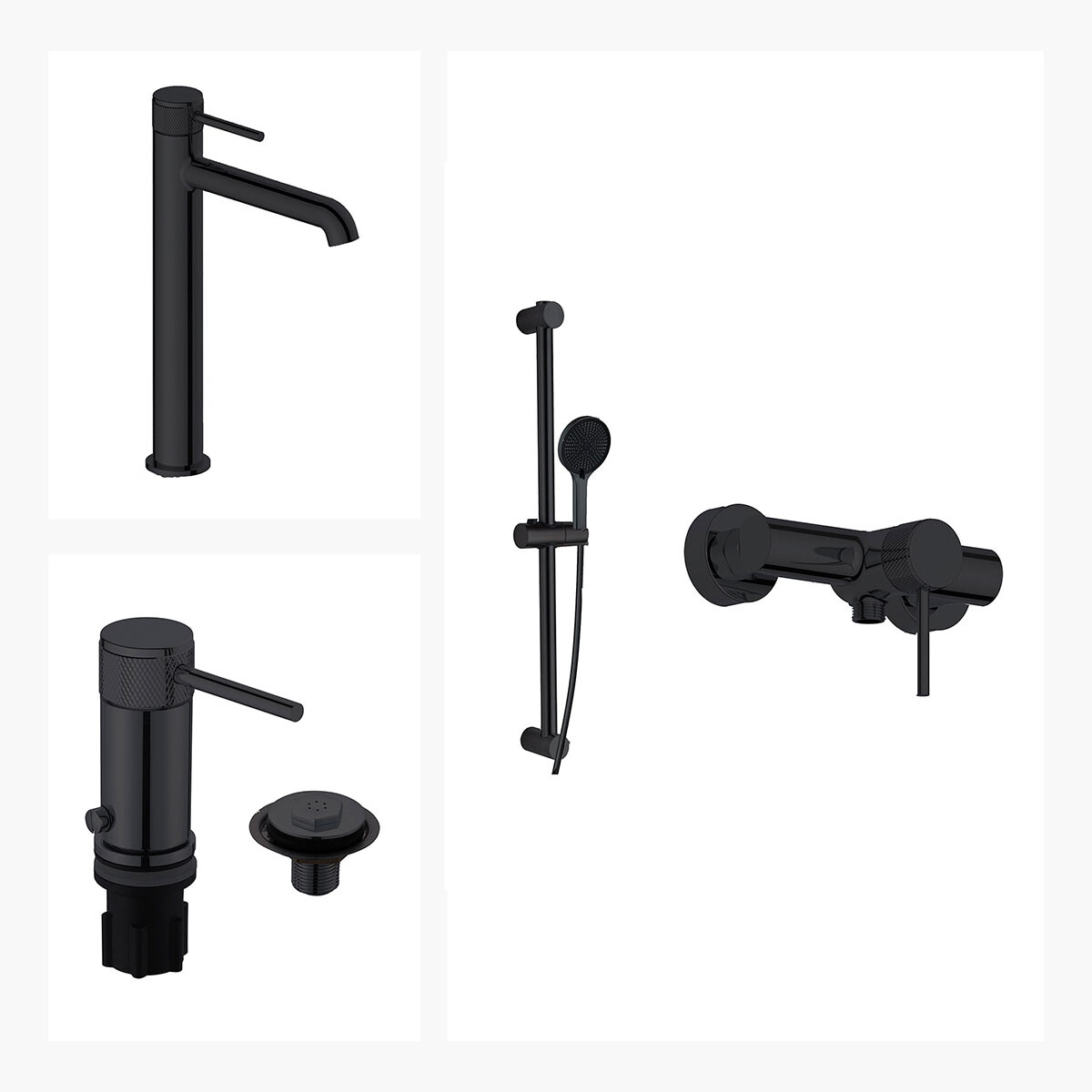 Juego De Griferia Incluye Lavatorio Alto,bidet Y Ducha Ext 
