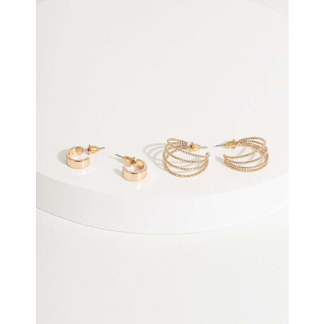 Set De Argollas De Metal Reciclado Dorado