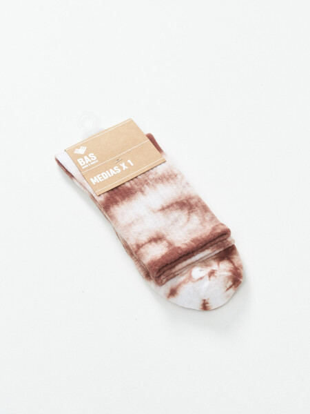 Media caña estampado tie dye Marron Y Crudo