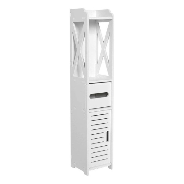 Mueble Organizador Multiuso Puerta Estantes Ideal Baño Variante Color Blanco