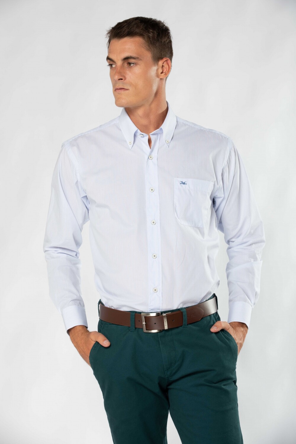 CAMISA MANGA LARGA Celeste