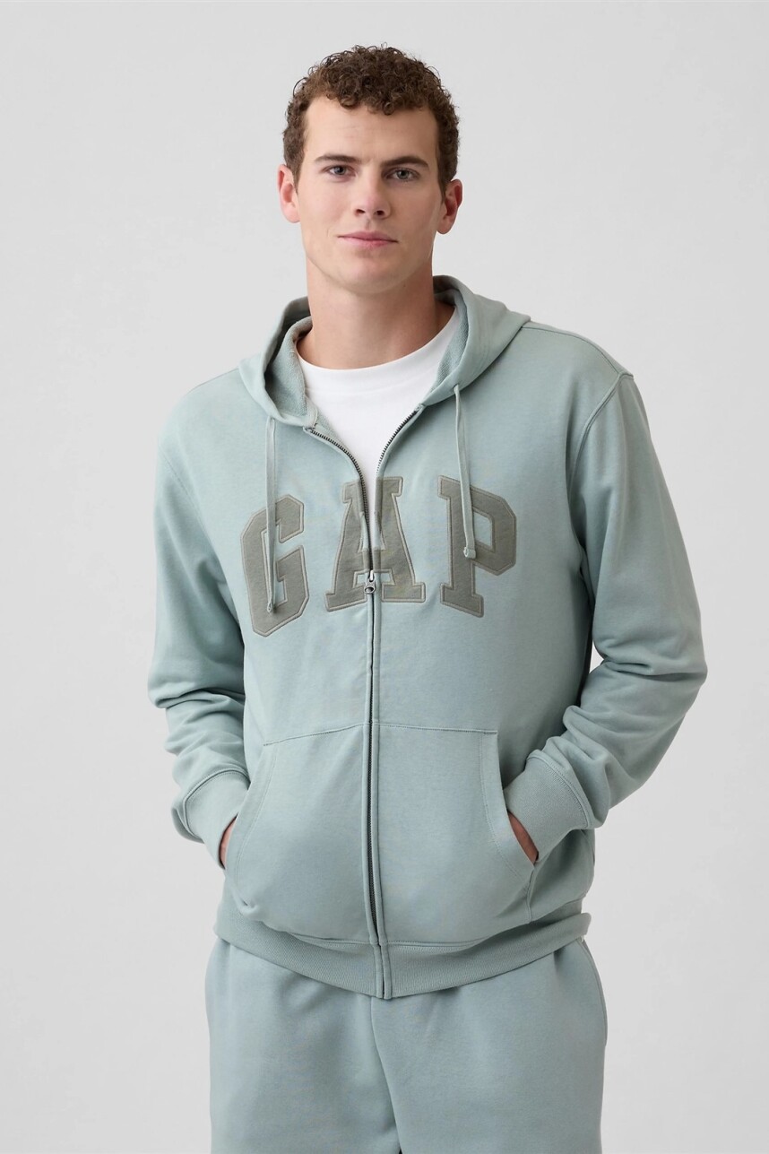 Canguro Con Cierre Logo Gap Hombre Iceberg Green 16-5808