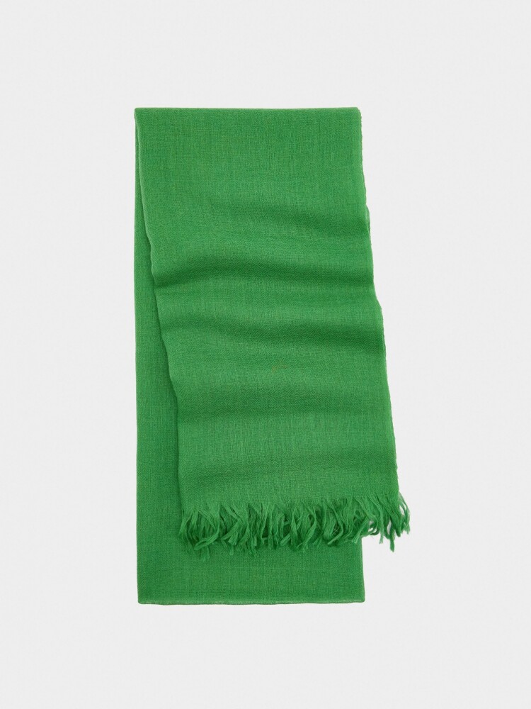 Pashmina De Lana Con Flecos verde