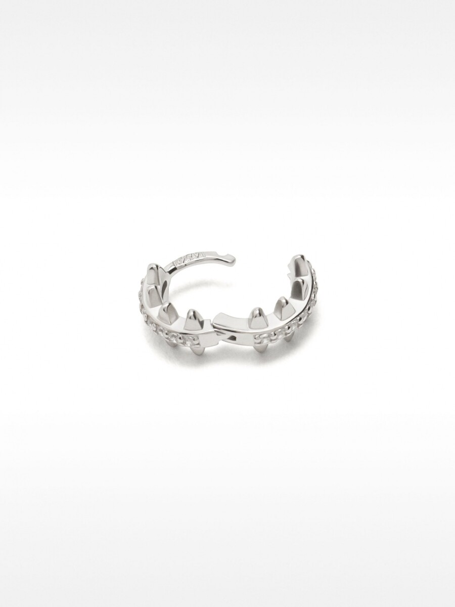 Pendiente Individual Con Circonitas Y Relieve - Plata De Ley 925 plateado