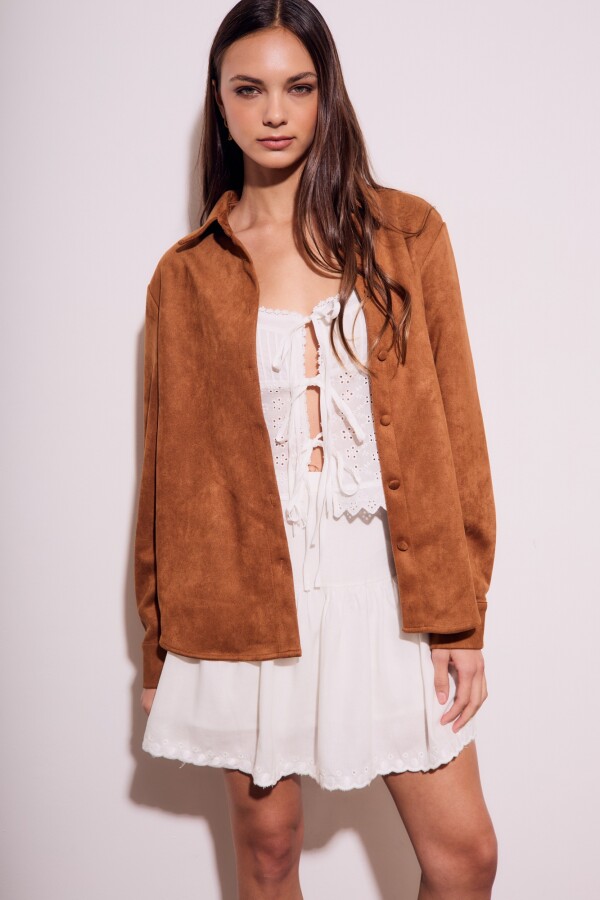 Camisa Gamuza Cuero Vegano Camel
