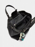 Bolso Tote De Nylon Con Colgante negro