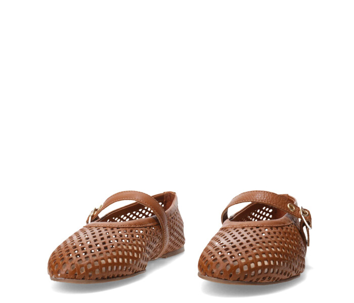 Zapato balerina calado Caramelo