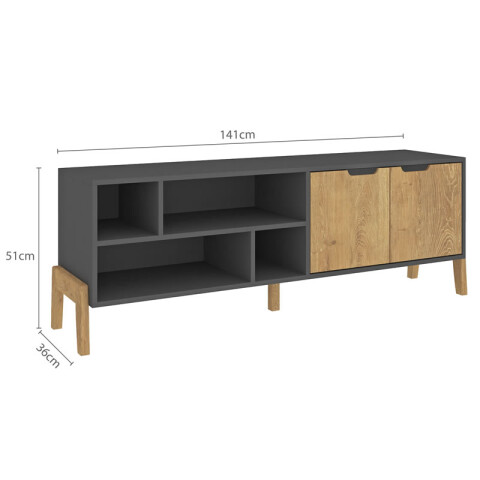 Rack para TV Combinada con Patas en Madera - MDP - Linea Melilla Rack para TV Combinada con Patas en Madera - MDP - Linea Melilla