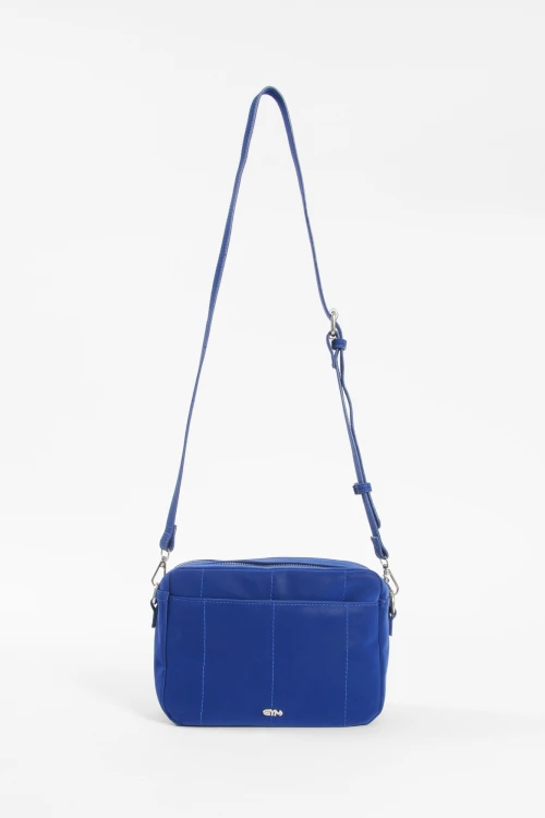 Bandolera bolsillo pespunte azul