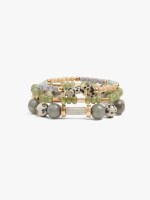 Set De Pulseras Con Cuentas De Piedras multicolor