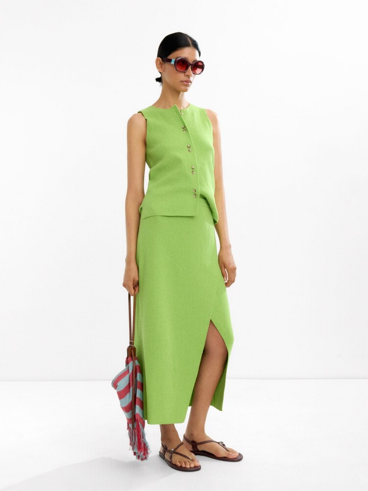 Falda Larga Con Cruzado verde