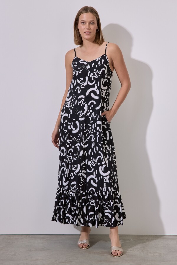 Vestido Maxi Print NEGRO/BLANCO