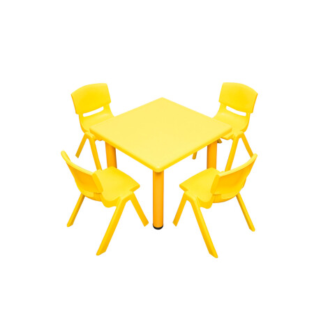 Pack Mesa Infantil Lumax Cuadrada + 4 Sillas Amarillo