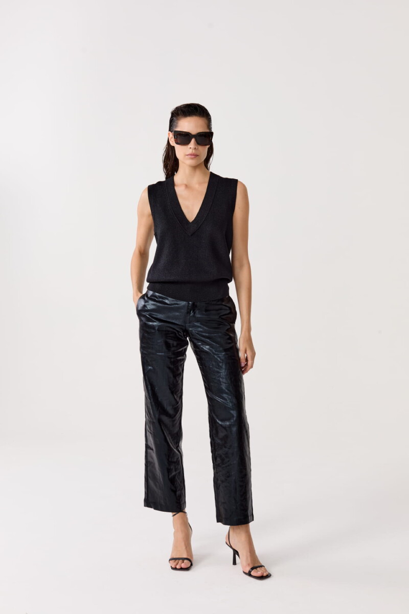 Chaleco Tejido Preppy en Lurex Negro