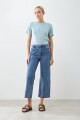 Jean culotte Paulina con botones metálicos jean medio