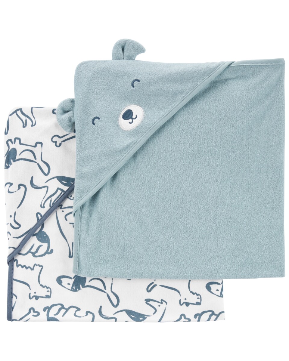 Pack dos toallas de algodón con capucha diseño oso 