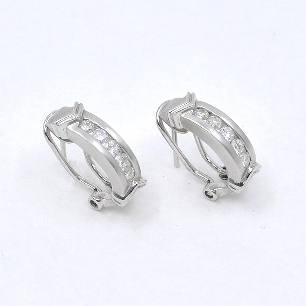 Aros En Oro 18K Blanco Y Brillantes Aros En Oro 18K Blanco Y Brillantes