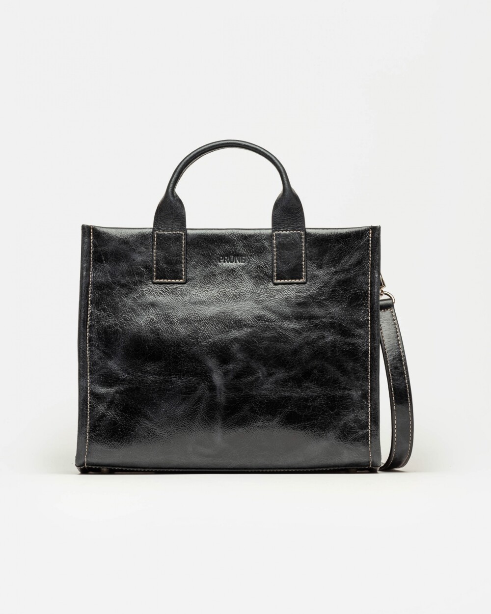 De Mano Capri En Cuero Grabado Croco Arizona Negro