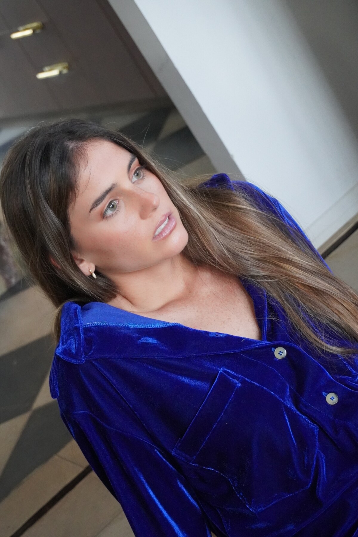 Velvet Shirt con Puño Azul Francia