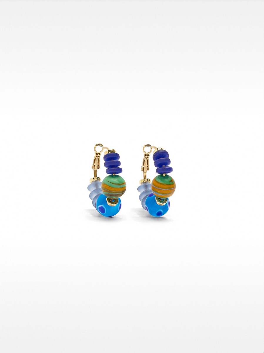 Aros Con Cuentas De Vidrio - multicolor 