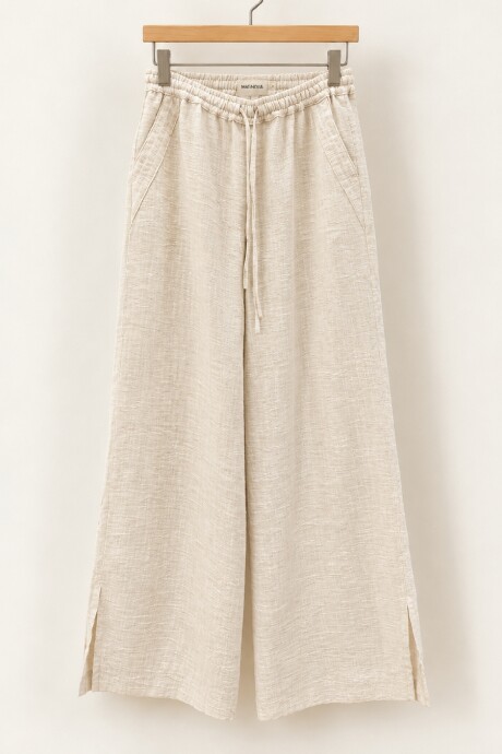 Pantalón Tulum Lino Beige Melange