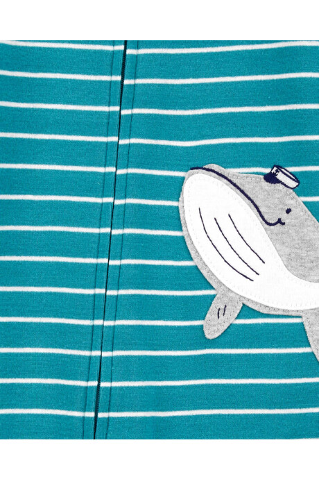 Pijama una pieza de algodón, estampa ballena Pijama una pieza de algodón, estampa ballena
