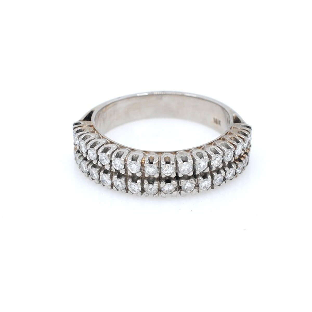 Anillo en oro 18k blanco con 2 hileras de brillantes 