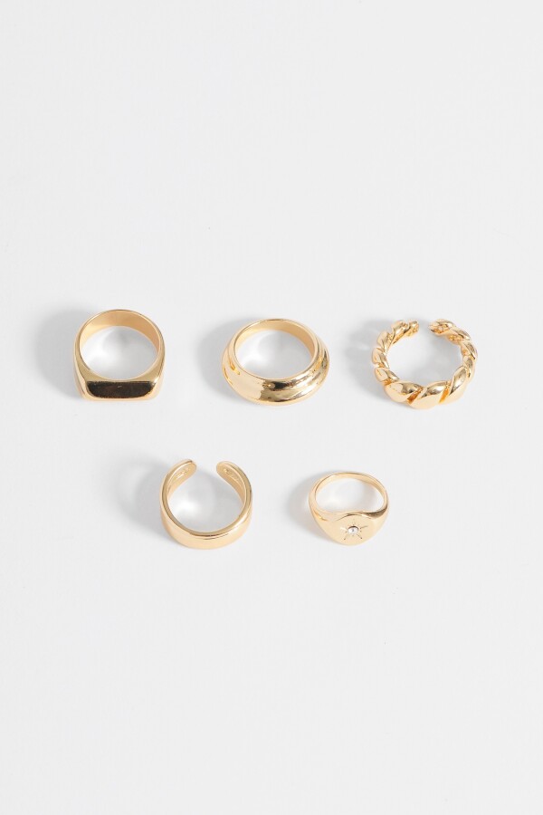 Set de anillos irregulares dorado
