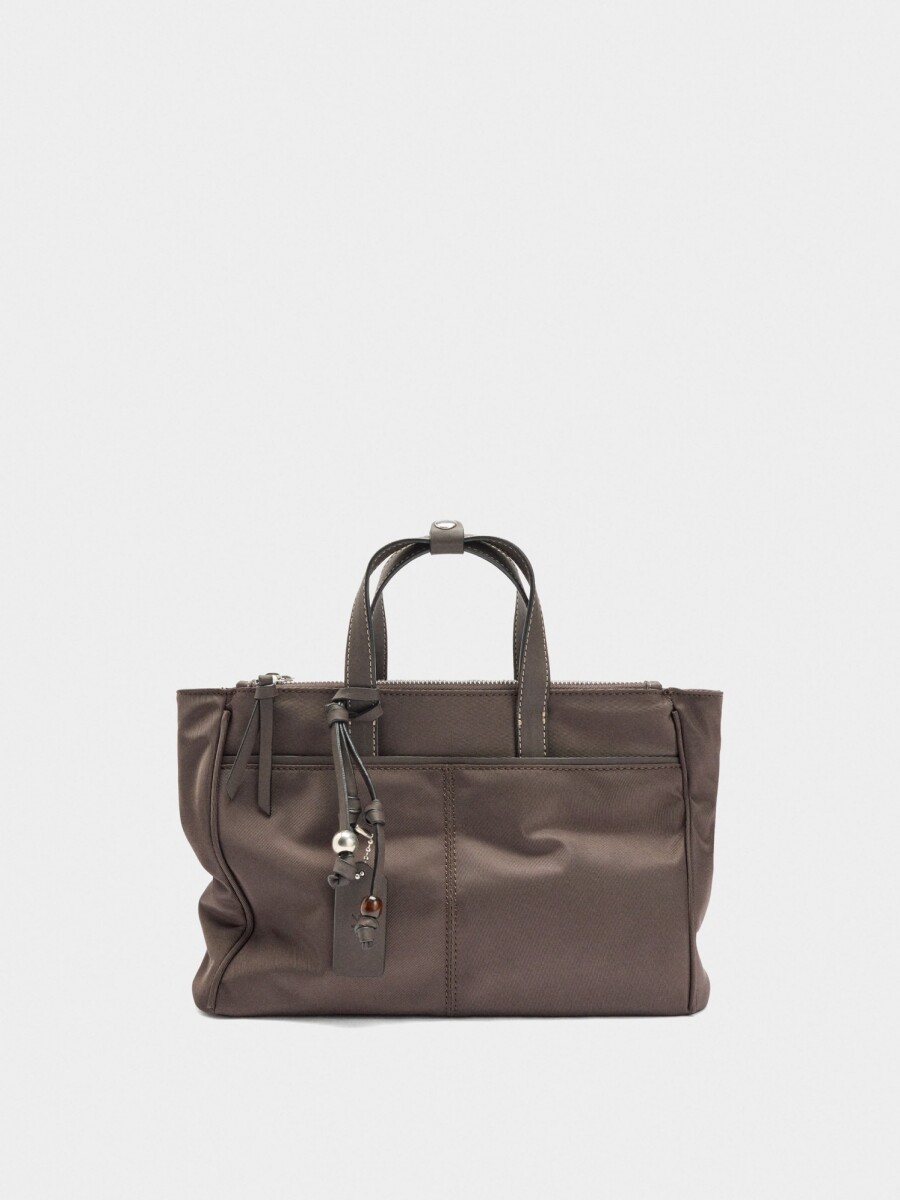 Bolso Tote De Nylon Con Bandolera marron