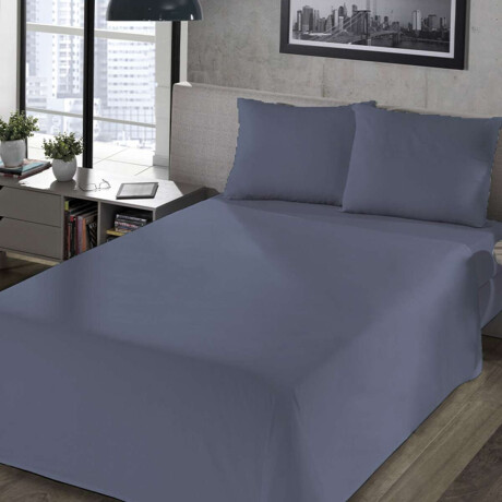 Juego Sábanas King Size Home Class Lisas 180 Hilos 100% Algodón Azul Piedra
