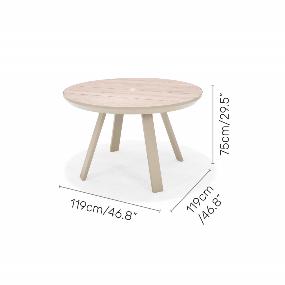 Mesa redonda de Patio Diámetro 119cm - Urbanite Beige