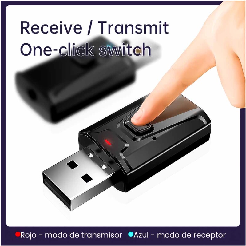 Receptor y Transmisor Bluetooth 5.0 con micrófono para Auriculares TV y Parlantes Receptor y Transmisor Bluetooth 5.0 con micrófono para Auriculares TV y Parlantes