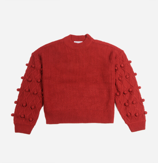 Sweater con estructura en mangas ROJO