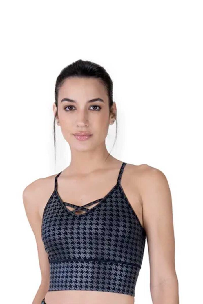 TOP MUJER EVERLAST HOUNDSTOOTH Negro