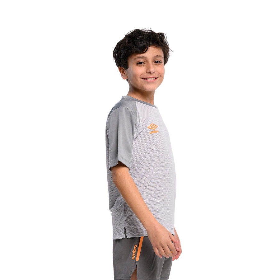 Remera de Niños Umbro Combined Hole Gris - Anaranjado