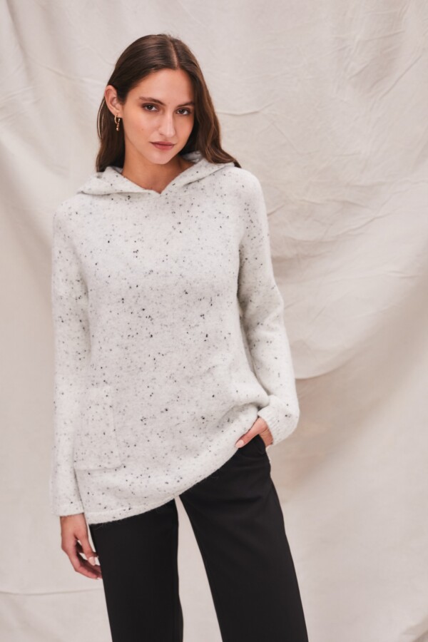 Sweater Capucha Bouttonne Gris Melange
