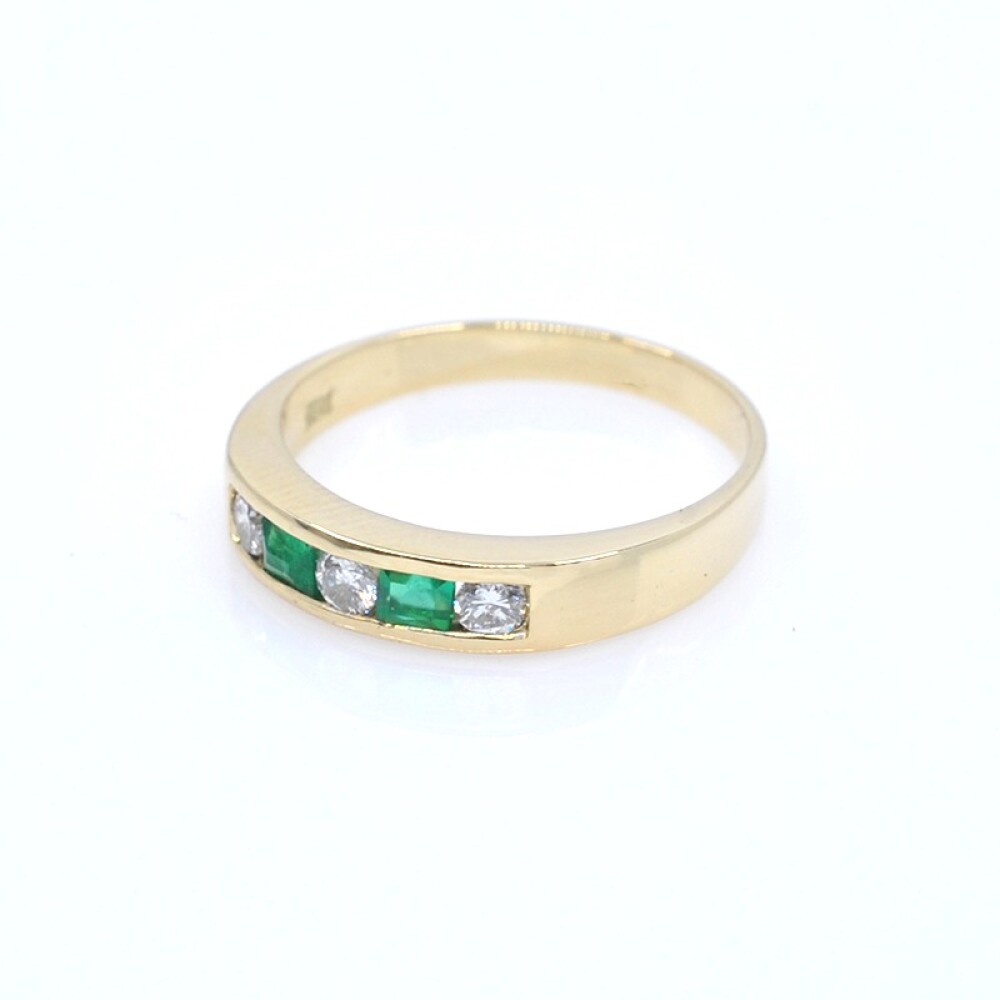 Medio sin fin en oro 18k amarillo esmeraldas y brillantes Medio sin fin en oro 18k amarillo esmeraldas y brillantes