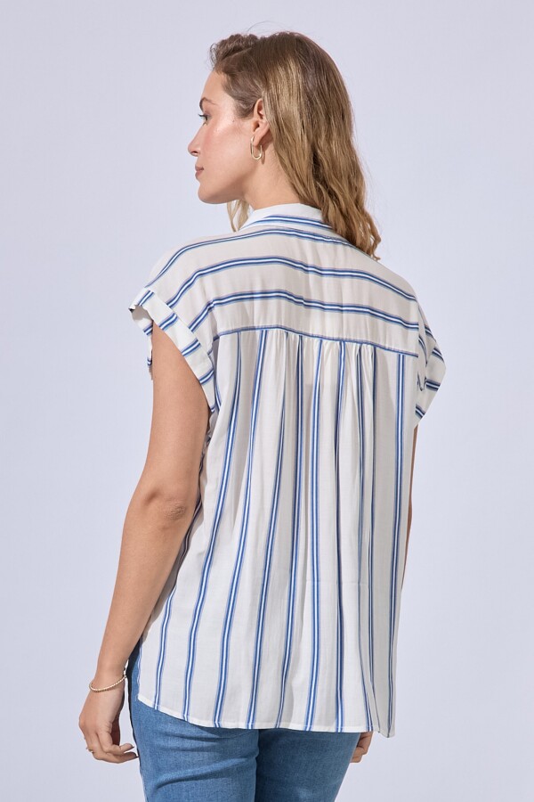 Camisa Stripes BLANCO/AZUL