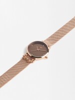 Reloj Pulsera De Acero Inoxidable Con Charm oro-rosa