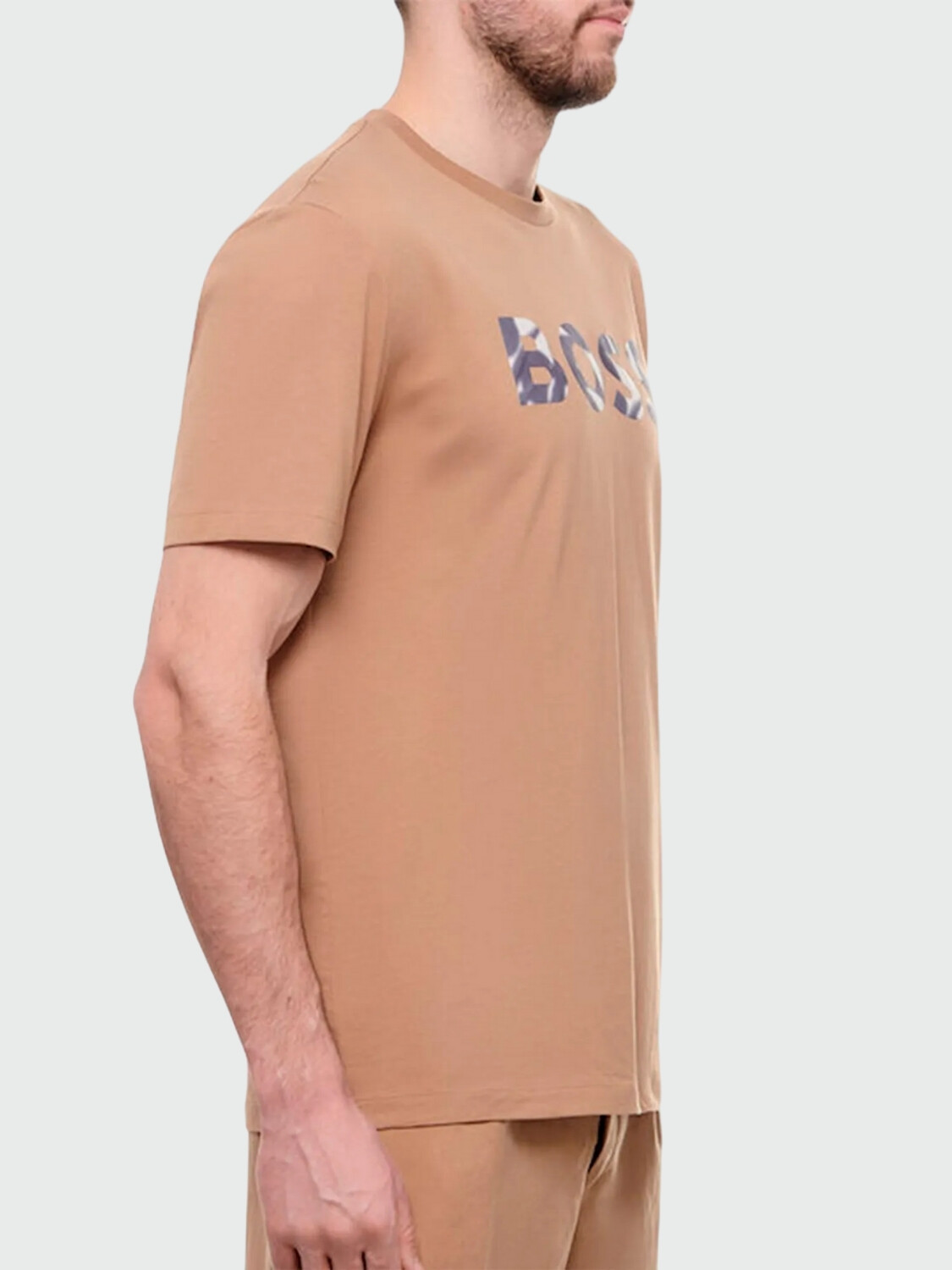 BOSS - Remera de algodón con logo regular fit, THOMPSON Beige