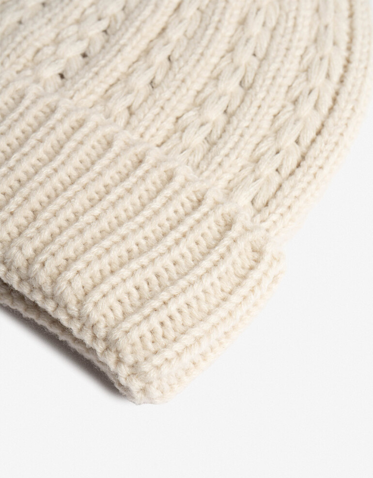 Gorro Plano Liso Gorro Tejido Trenzado Crudo - Blanco Crudo