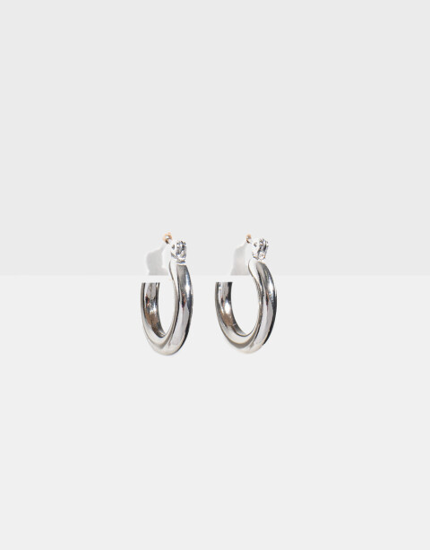 Aros Argollas Argollas Clásicas - Plateado Hematite