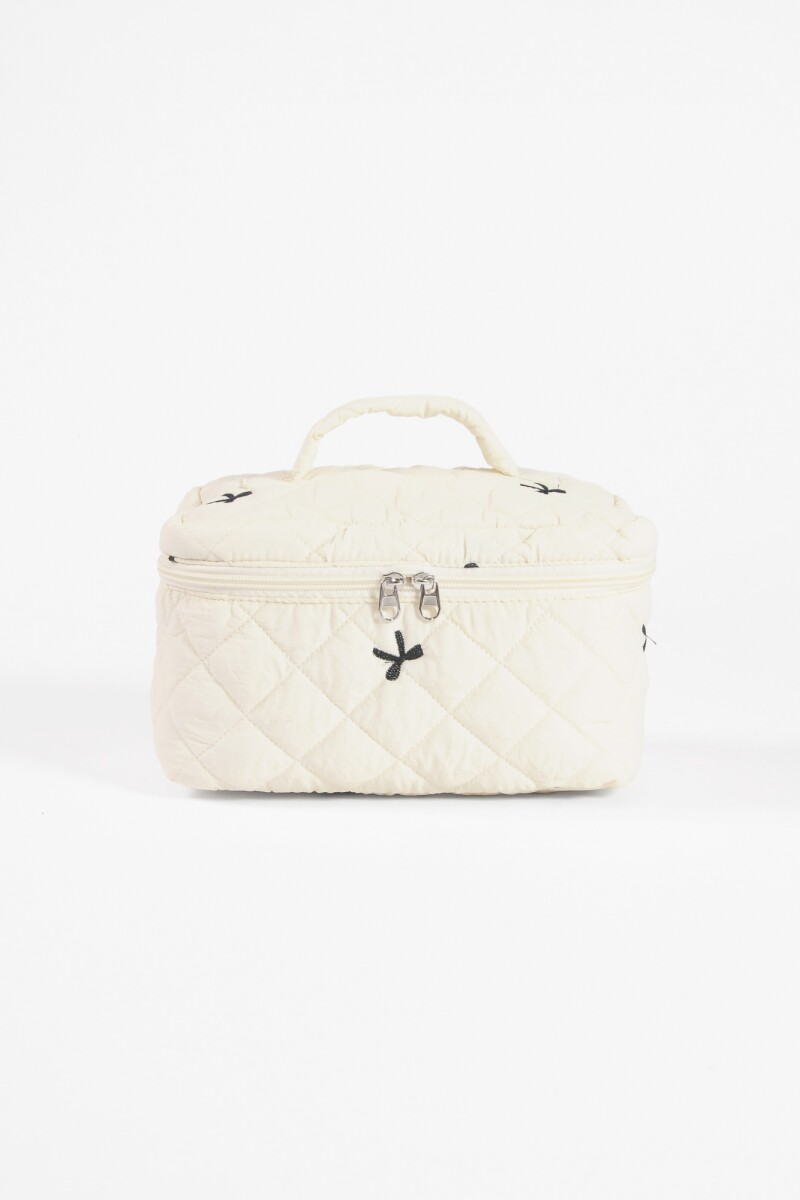 Estuche organizador bordado moña blanco