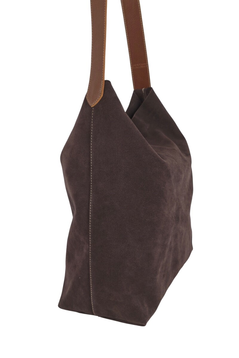 Tote bag de cuero con gamuza Chocolate