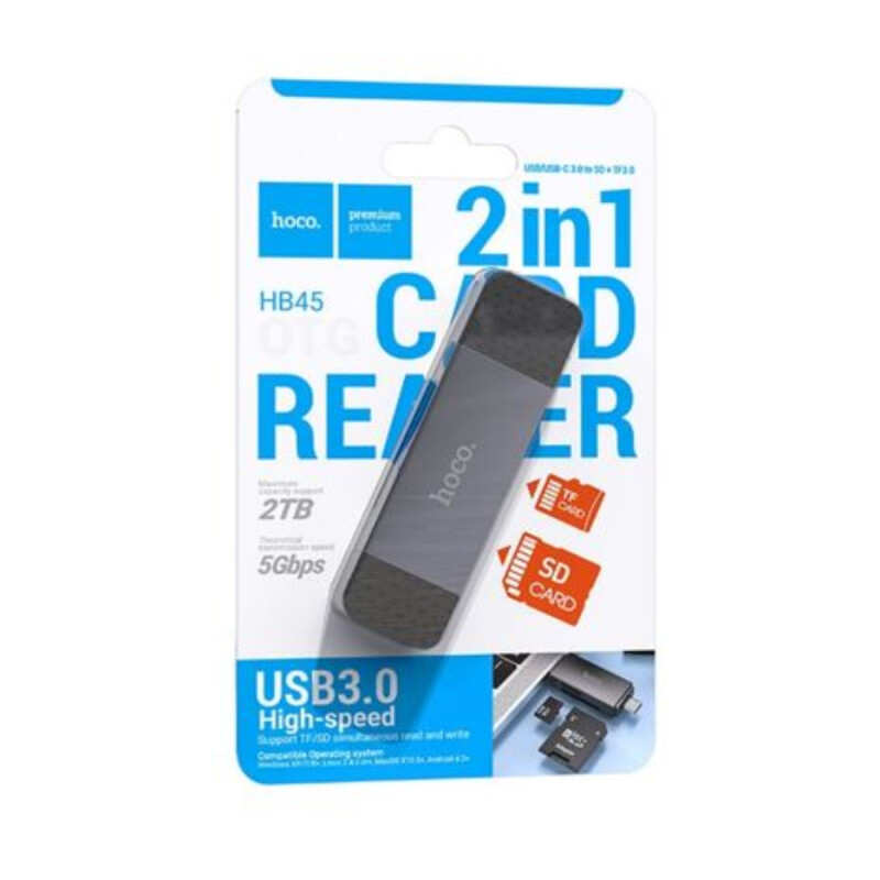 Adaptador HOCO HB45 2 en 1 USB-A 2.0 a USB-C Lector Micro SD Adaptador HOCO HB45 2 en 1 USB-A 2.0 a USB-C Lector Micro SD