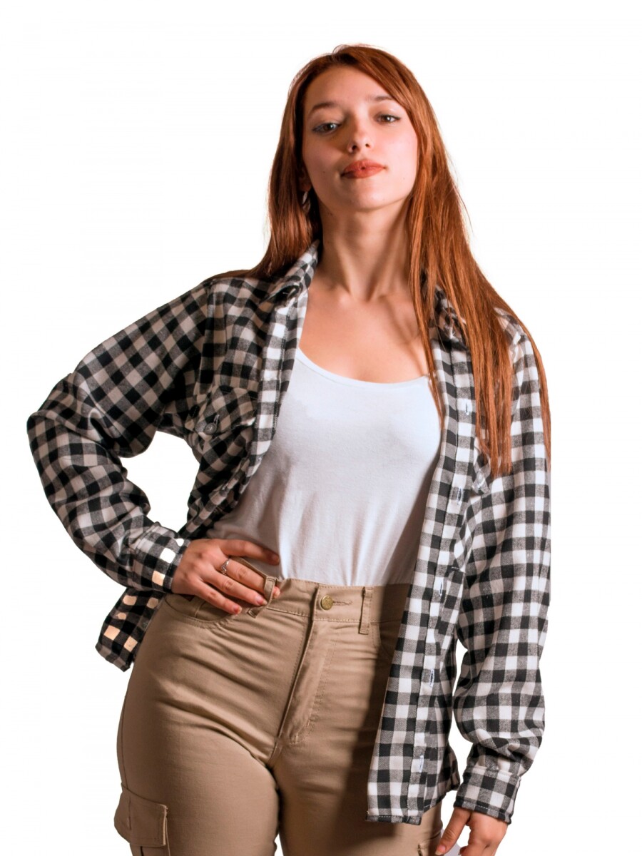 Camisa Viyela Dama - blanca y negra 