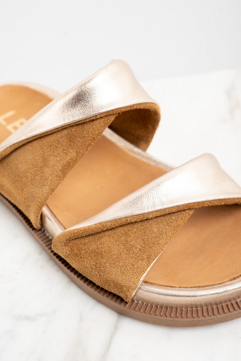 Sandalia Cuero Combinada Camel