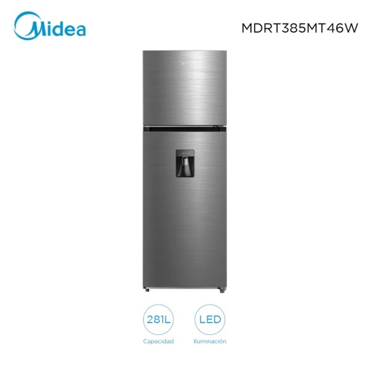 Heladera Inox 281L Midea MDRT385MTR46W 